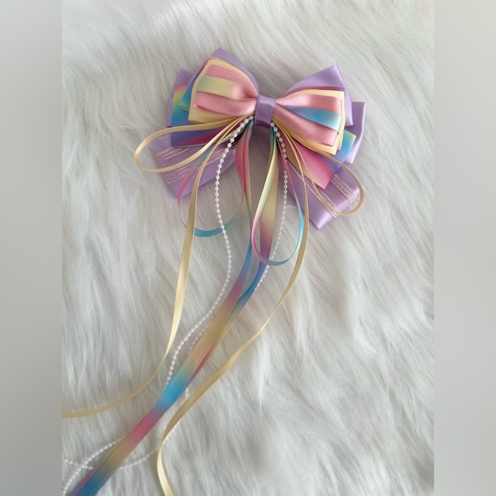 New Pastel Rainbow Hair Bow handmade